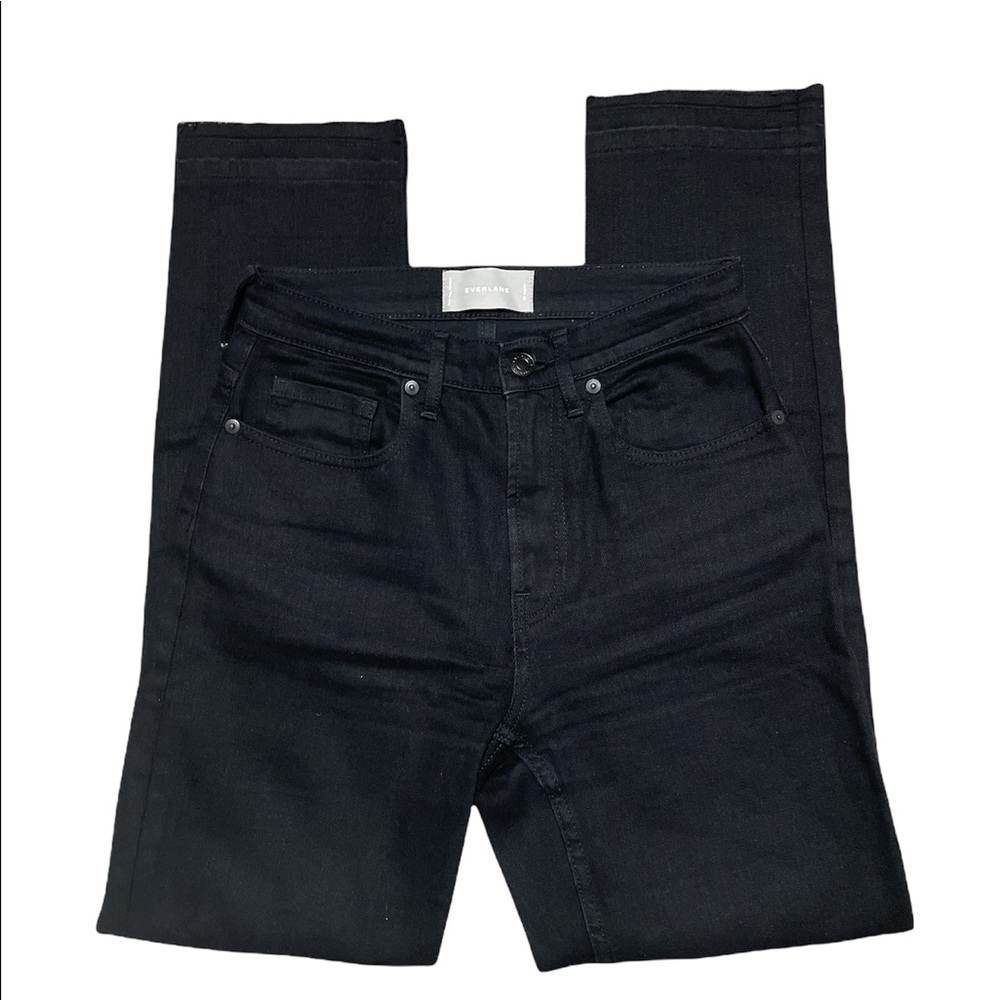 Everlane High Rise Straight Black Jeans 25 Regular Released Hem